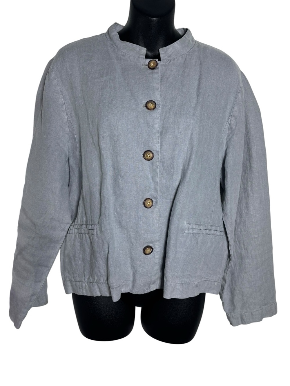 Poetry women’s 14 gray 100% linen cropped jacket capsule minimalist